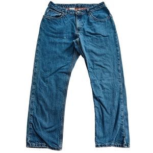 Carhartt Fleece Lined Women's Work Carpenter Med Wash Bootcut Cotton Jeans Sz 14